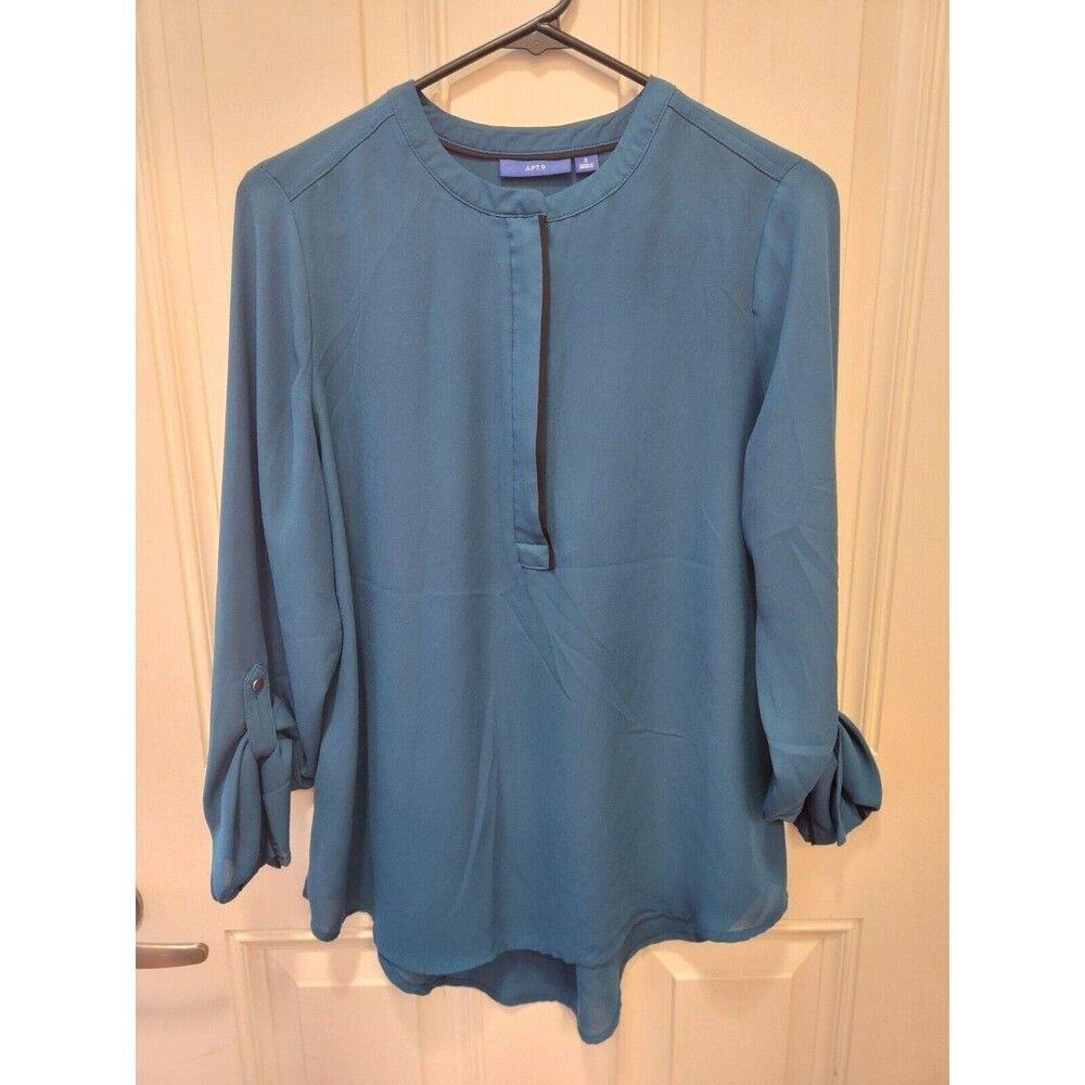 Sheer Green Tunic Top Blouse Long Sleeve Loose Fit l Womens Size Small